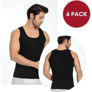 SPRUCE UP - onderhemden - Katoen - hemden heren - Zwart - Maat L - 6 Pack