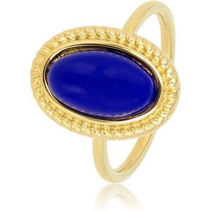 *My Bendel - Vintage ring-goud met blauwe steen - Edelstalen ring - goud- met blauwe steen - Met luxe cadeauverpakking