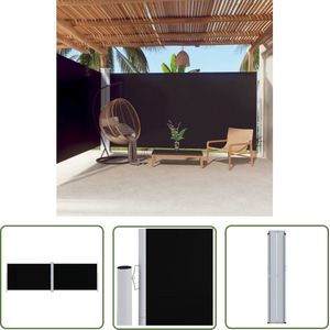The Living Store Windscherm uittrekbaar 200x600 cm zwart - Zonnescherm - Windscherm - Buitenschilderij - Privacy Screen - Terrassenscherm