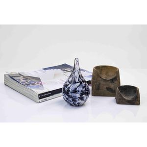 Mini Urnen Druppel Zwart Wit - Urn - kleine urn van Mondgeblazen Glas H15 cm