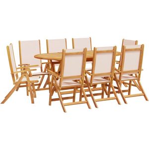 vidaXL 9-delige Tuinset massief acaciahout en textileen - Tuinset - Tuinsets - Loungeset - Tuintafel