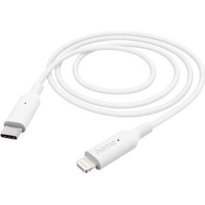 Hama USB-laadkabel USB 2.0 Apple Lightning stekker, USB-C stekker 1.00 m Wit 00201598
