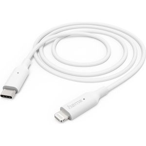 Hama USB-C naar Lightning kabel - USB-C oplaadkabel - Lightning kabel - Geschikt voor Smartphone en Tablet - 1 meter - Wit