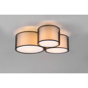 Trio leuchten - LED Plafondlamp - Plafondverlichting - E27 Fitting - 3-lichts - Rond - Zwart - Aluminium