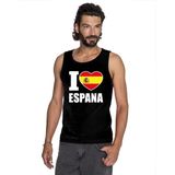 Zwart I love Spanje supporter singlet shirt/ tanktop heren - Spaans shirt heren M