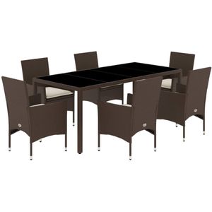 vidaXL 7-delige Tuinset - Poly Rattan - Inclusief Kussens Tuin Set - Tuinset - Buis Meubel - Lounge Set - Eetkamerset