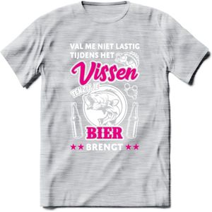 Val Me Niet Lastig Tijdens Het Vissen T-Shirt | Roze | Grappig Verjaardag Vis Hobby Cadeau Shirt | Dames - Heren - Unisex | Tshirt Hengelsport Kleding Kado - Licht Grijs - Gemaleerd - S