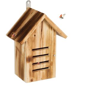 Relaxdays lieveheersbeestjes hotel - 25x18,5x12 cm - hout - hangend - tuin - insectenhotel