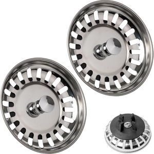 Gootsteenzeef - Ø 80 mm - Compatibel met Siphon ATLANT en DOMSJÖ - Roestvrijstalen spoelbakplug - Keukenafvoerzeef - Spoelbakzeef - Gootsteen Afvoerstop