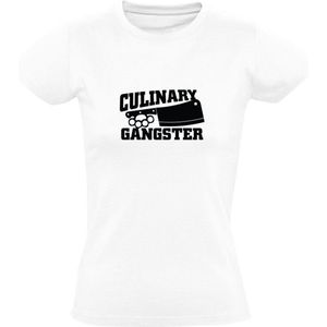 Culinary Gangster | Dames T-shirt | Wit | Culinair | Kookkunst | Koken | Chef-kok | Sous-chef | Restaurant | Keuken | BBQ | Barbecue | Slager | Butcher