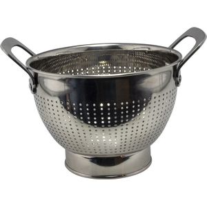 Zilver RVS vergiet/zeef 17 x 15 cm - Keukenbenodigdheden - Kookgerei - Zeven - Vergieten van roestvrijstaal