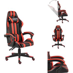 vidaXL racestoel Gaming Chair - zwart en rood - 62 x 69 x (115 - 130) cm - kunstleer - verstelbaar - Bureaustoel