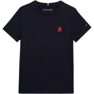 Tommy Hilfiger PIQUE MONOGRAM TEE S/S Jongens T-shirt - Blue - Maat 14