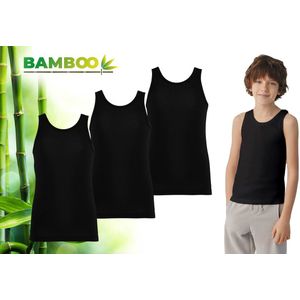 Bamboo - Onderhemden Kinderen Jongens - Hemden Jongens - 3-pack - Zwart - 146-152 - Hemd Jongens - Tanktop - Singlet - Kleding Jongens - Ondergoed Jongens