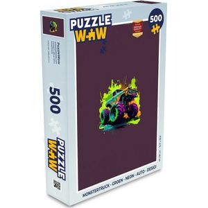 Puzzel Monstertruck - Groen - Neon - Auto - Design - Legpuzzel - Puzzel 500 stukjes