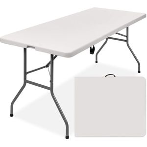 Goliving Inklapbare Tafel – Klaptafel – Campingtafel – Vouwtafel Buiten – Weerbestendig – 180 x 70 x 74 cm – Wit