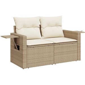 vidaXL-Tuinbank-2-zits-met-kussens-poly-rattan-beige