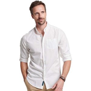 Superdry Studios Linen Bd Overhemd Met Lange Mouwen Wit L Man