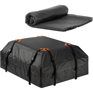 Dakkoffer - met antislipmat - onmisbaar voor kamperen - waterdicht en vochtbestendig - 112×87×44cm extra groot formaat - opvouwbare, draagbare dakkoffer - voor reizen en het vervoeren van bagage - zwart