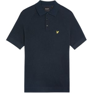 Lyle & Scott Linen Blend Knitted Polo Polo's & T-shirts Heren - Polo shirt - Donkerblauw - Maat S