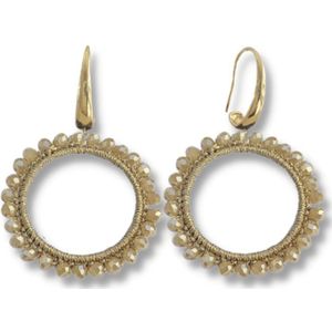 Zatthu Jewelry - N22SS429 - Inde oorbellen met beige kraaltjes