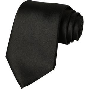 Fako Fashion® - Stropdas - Effen - Satijn - 8cm - 145cm - Zwart