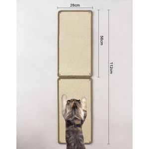 2 stuks [56 x 28 cm] Kattenkrabmatten aan de muur gemonteerd, sisal krabkussen voor katten, krabmat tapijt, antislip op de vloer