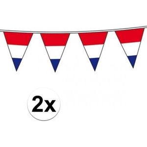 2x Vlaggenlijnen Holland rood wit blauw - slingers