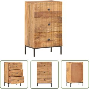 The Living Store Dressoir 45x30x75 cm massief mangohout - Dressoir - Vintage Dresser - Mango Wood Furniture - Houten Dressoir - Industrieel Dressoir