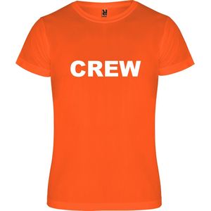Fluor Oranje T shirt met print  "" CREW "" print Wit size L