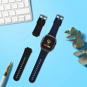 kwmobile horlogeband geschikt voor XPLORA X5 / X5 Play - Maat S - 2x siliconen armband voor fitnesstracker in zwart / donkerblauw