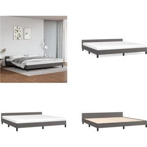 vidaXL Bedframe met hoofdbord kunstleer grijs 200x200 cm - Bedframe Met Hoofdbord - Bedframes Met Hoofdborden - Bedframe - Bed
