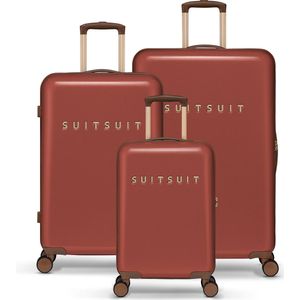 SUITSUIT Fab Seventies - Kofferset 3 delig - Handbagage - ruimbagage koffer - TSA Slot - 55 + 66 + 76 cm - Totaal 186L - Rood