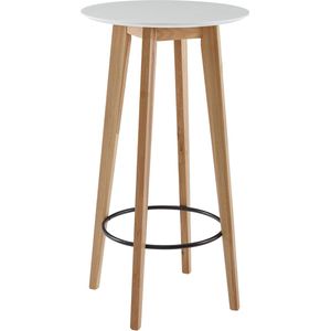 Rootz Statafel - Bartafel - Bistrotafel - Hoge Tafel - Rond - Scandinavisch - Eikenhout - Rond - Wit - 60 x 110 x 60 cm