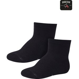 Bonnie Doon Basic Sokken Baby Zwart 4/8 maand - 2 paar - Unisex - Organisch Katoen - Jongens en Meisjes - Stay On Socks - Basis Katoenen Sok - Zakt niet af - Gladde Naden - GOTS gecertificeerd - 2-pack - Multipack - Black - OL9344012.101