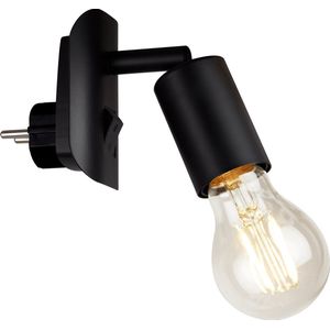 Briloner Leuchten BATITA - Stekkerlamp - met Schakelaar - 1 Licht - E27 Max. 25W - Metaal - Zwart