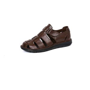 A Brand Footwear - Heren Sandalen - Heren Zomer Instappers - 100% Echt Leer - Bruin - Maat 42