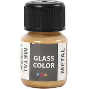 Glasverf - Porseleinverf - Verf Voor Porselein En Glas - Goud - Metallic - Glass Color Metal - Creotime - 30ml