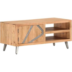 The Living Store Houten Salontafel Industriële Stijl - 90x45x40 cm - 2 vakken en 1 deur