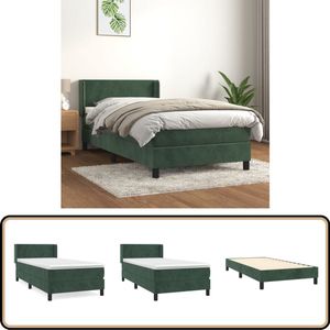 vidaXL Boxspring Fluweel Donkergroen 80x200 cm Boxspringbed - Fluweel Bed - Pocketvering Matras - Donkere Groene Bed - Tweepersoons Bed