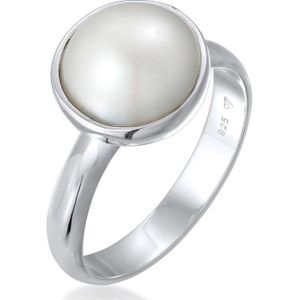 Nenalina Dames Ring Dames Elegant Rond met Parel in 925 sterling zilver