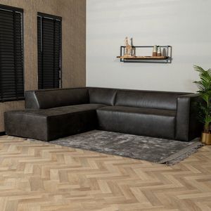 Bronx71® Industriële hoekbank Memphis eco-leer antraciet links