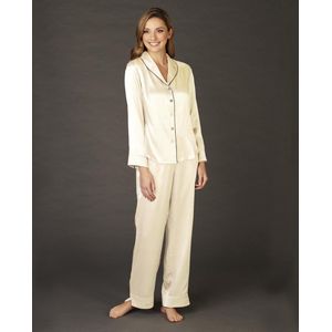 Zijden Dames Pyjama Natalya Pearl - Gebroken Wit - Large - 100% zijde