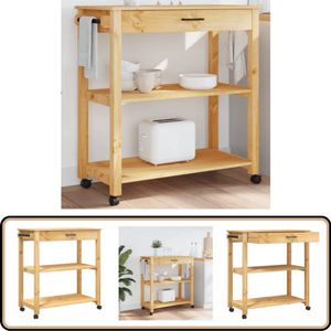 vidaXL Keukentrolley MONZA - Grenenhout - 84x40x90 cm Keuken Trolley - Keukenkasten - Kookeiland - Grenoblehouten Kast - Vintage Keuken