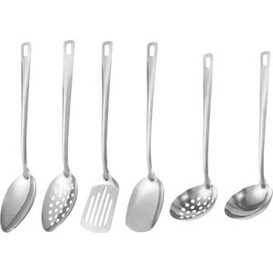 Antusias® Supreme Cookware - Keukengerei Set 6-Delig Roestvrij Staal - Zilverkleurig Keukenhulpen Set - Compact Formaat 26 cm