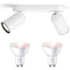 Philips myLiving Pongee Opbouwspot Wit - 2 Lichtpunten - Spotjes Opbouw Incl. WiZ GU10 - Gekleurd Licht - Bluetooth