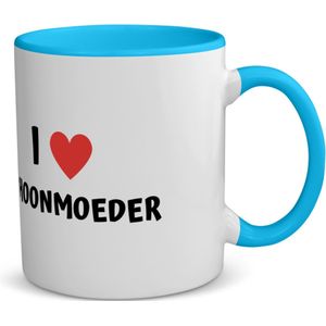 Akyol - i love schoonmoeder koffiemok - theemok - blauw - Schoonmoeder - de liefste schoonmoeder - moeder cadeautjes - moederdag - verjaardag - geschenk - kado - 350 ML inhoud