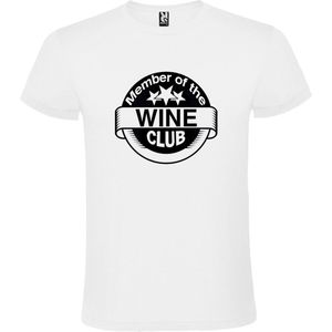 Wit T shirt met ""Member of the Wine Club "" print Zwart size XS