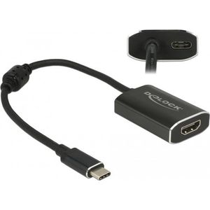 Premium USB-C naar HDMI en USB-C PD adapter met DP Alt Mode (4K 60 Hz) / zwart - 0,20 meter