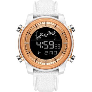 Digitaal Shockbestendig Horloge Wit Rose | Smael | Waterdicht 5ATM | Glow in dark | Mud Master | Mudmaster | Shock | Licht | Rubberen band | 1556 | Timer | Eyecatcher | Master | kado | Cadeau